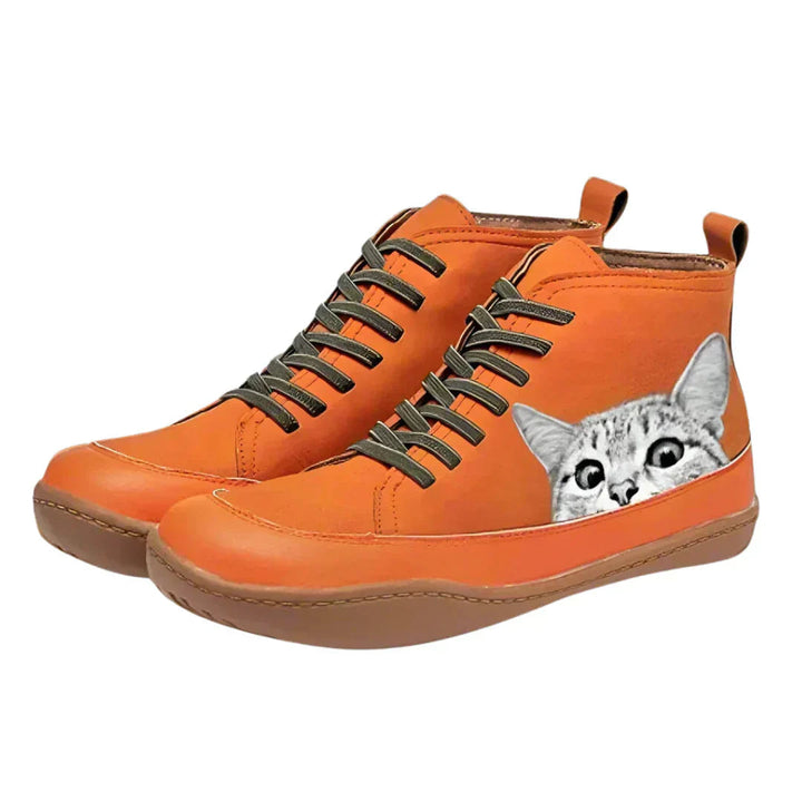 Katherine™ | Leather Ankle Boots for Cat Lovers